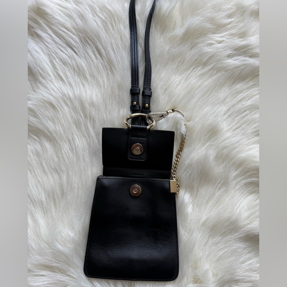 Chloe Mini Faye Bracelet Black Leather Suede Crossbody Bag - Picture 4 of 7